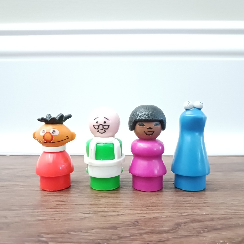 Vintage Fisher Price Little People Sesame Street Ernie Cookie Monster Set of 4